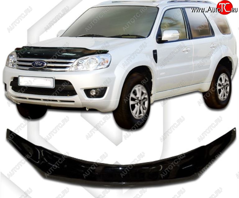 2 199 р. Дефлектор капота ( exclusive Europe) CA-Plastic Ford Escape 2 (2008-2012) (серия exclusive  Classic черный, Без надписи)  с доставкой в г. Керчь