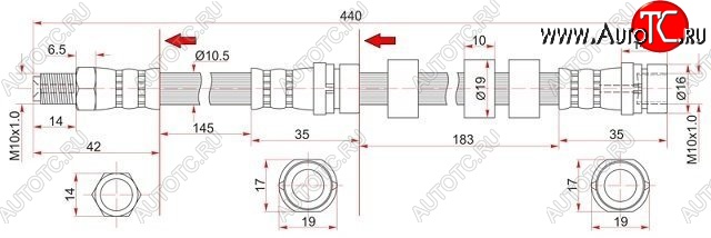 529 р. Тормозной шланг SAT (левый/правый)  Ford Escape  1 (2000-2007), Ford Maverick  TM1 (2000-2007), Mazda Tribute (2000-2007)  с доставкой в г. Керчь