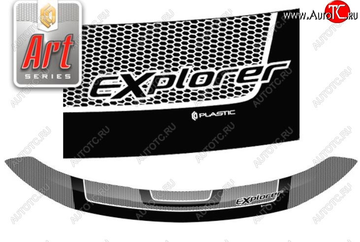 2 879 р. Дефлектор капота CA-Plastiс exclusive  Ford Explorer  U502 (2015-2019) 1-ый рестайлинг, 5 дв., 2-ой рестайлинг, 5 дв. (Серия Art серебро)  с доставкой в г. Керчь