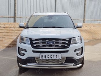 17 999 р. Защита переднего бампера (2 трубыØ63 и 42 мм, нержавейка) SLITKOFF Ford Explorer U502 2-ой рестайлинг, 5 дв. (2017-2019)  с доставкой в г. Керчь. Увеличить фотографию 3