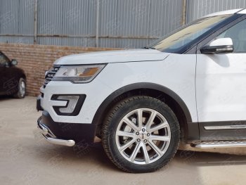 13 849 р. Защита переднего бампера (2 трубыØ63 и 75х42 мм, нержавейка) Russtal Ford Explorer U502 2-ой рестайлинг, 5 дв. (2017-2019)  с доставкой в г. Керчь. Увеличить фотографию 4