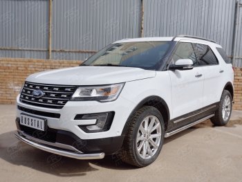15 999 р. Защита переднего бампера (Ø63 секции, нержавейка) SLITKOFF Ford Explorer U502 2-ой рестайлинг, 5 дв. (2017-2019)  с доставкой в г. Керчь. Увеличить фотографию 2