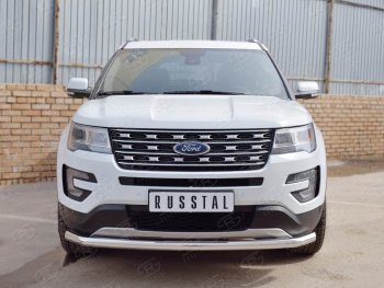 15 999 р. Защита переднего бампера (Ø63 секции, нержавейка) SLITKOFF Ford Explorer U502 2-ой рестайлинг, 5 дв. (2017-2019)  с доставкой в г. Керчь. Увеличить фотографию 3