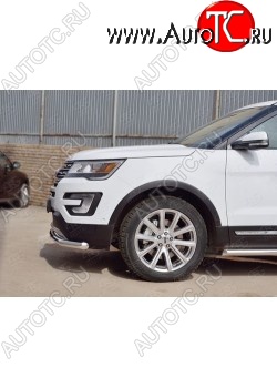15 999 р. Защита переднего бампера (Ø63 секции, нержавейка) SLITKOFF Ford Explorer U502 2-ой рестайлинг, 5 дв. (2017-2019)  с доставкой в г. Керчь