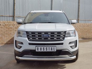 16 949 р. Одинарная защита переднего бампера диаметром 76 мм  Ford Explorer  U502 (2015-2019) 1-ый рестайлинг, 5 дв., 2-ой рестайлинг, 5 дв.  с доставкой в г. Керчь. Увеличить фотографию 4