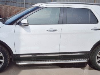 24 649 р. Широкая защита порогов с трубой d42 мм с алюминиевым листом SLITKOFF v1 Ford Explorer U502 1-ый рестайлинг, 5 дв. (2015-2018)  с доставкой в г. Керчь. Увеличить фотографию 3