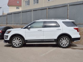 18 799 р. Защита порогов SLITKOFF из круглой трубы диаметром 63 мм SLITKOFF v2  Ford Explorer  U502 (2015-2019) 1-ый рестайлинг, 5 дв., 2-ой рестайлинг, 5 дв.  с доставкой в г. Керчь. Увеличить фотографию 2