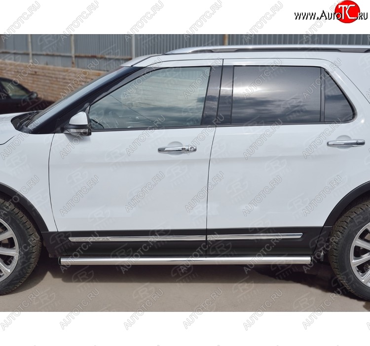 18 799 р. Защита порогов SLITKOFF из круглой трубы диаметром 63 мм SLITKOFF v2  Ford Explorer  U502 (2015-2019) 1-ый рестайлинг, 5 дв., 2-ой рестайлинг, 5 дв.  с доставкой в г. Керчь