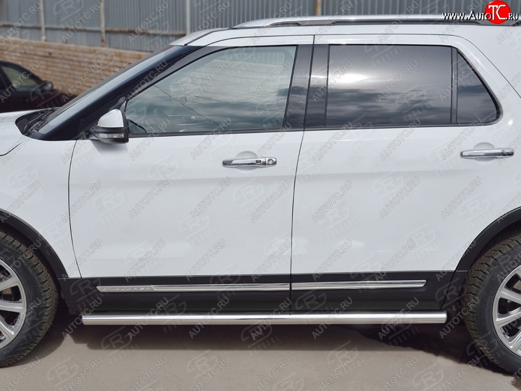 19 999 р. Защита порогов из круглой трубы d63 мм SLITKOFF v3  Ford Explorer  U502 (2015-2019) 1-ый рестайлинг, 5 дв., 2-ой рестайлинг, 5 дв.  с доставкой в г. Керчь