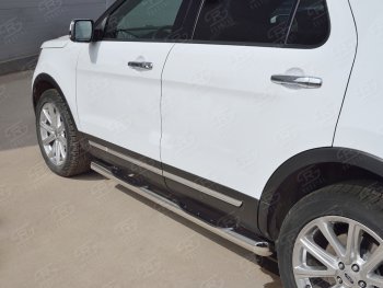 24 549 р. Защита порогов из трубы d76 мм с пластиковыми вставками для ног SLITKOFF v1  Ford Explorer  U502 (2015-2019) 1-ый рестайлинг, 5 дв., 2-ой рестайлинг, 5 дв.  с доставкой в г. Керчь. Увеличить фотографию 3
