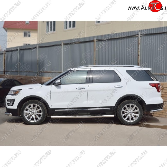 24 549 р. Защита порогов из трубы d76 мм с пластиковыми вставками для ног SLITKOFF v3  Ford Explorer  U502 (2015-2019) 1-ый рестайлинг, 5 дв., 2-ой рестайлинг, 5 дв.  с доставкой в г. Керчь