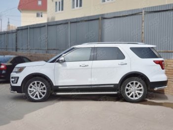 22 999 р. Широкая защита порогов с трубой d42 мм SLITKOFF v2 Ford Explorer U502 2-ой рестайлинг, 5 дв. (2017-2019)  с доставкой в г. Керчь. Увеличить фотографию 3
