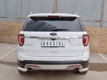14 249 р. Защита заднего бампера (Ø76 мм уголки, нержавейка) SLITKOFF Ford Explorer U502 1-ый рестайлинг, 5 дв. (2015-2018)  с доставкой в г. Керчь. Увеличить фотографию 2