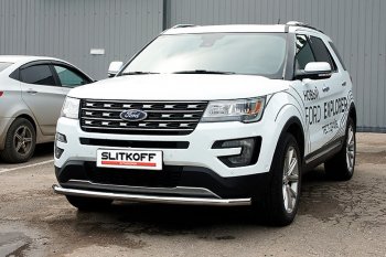 Защита переднего бампера Slitkoff (d57 мм) Ford Explorer  U502 (2017-2019) 2-ой рестайлинг, 5 дв.