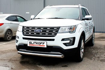 Защита переднего бампера Slitkoff (d76 мм) Ford Explorer  U502 (2017-2019) 2-ой рестайлинг, 5 дв.