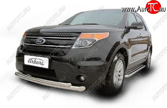 24 659 р. Двойная защита переднего бампера (d76+d57) Arbori Ford Explorer U502 2-ой рестайлинг, 5 дв. (2017-2019)  с доставкой в г. Керчь