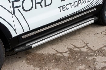 Пороги алюминиевые Slitkoff Ford Explorer U502 2-ой рестайлинг, 5 дв. (2017-2019)