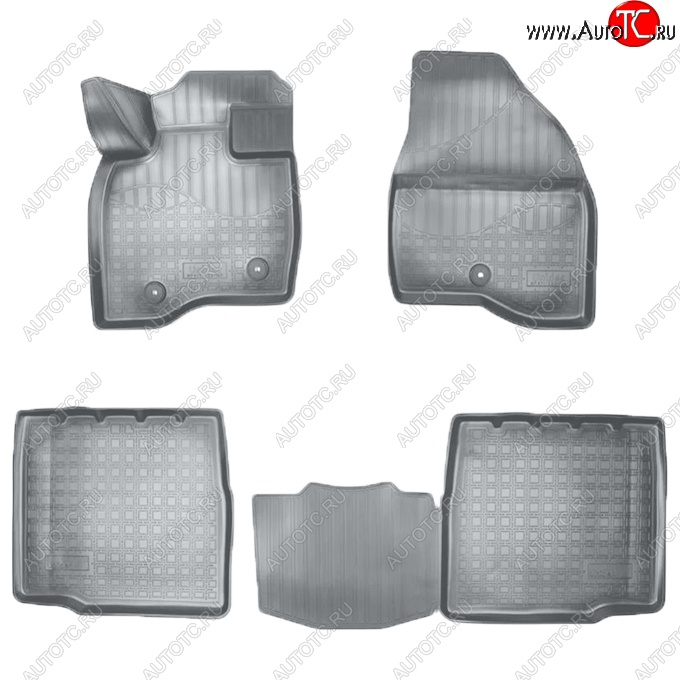 3 199 р. Коврики салонные Noplast (3D, 5 мест)  Ford Explorer  U502 (2017-2019) 2-ой рестайлинг, 5 дв. (Серые)  с доставкой в г. Керчь