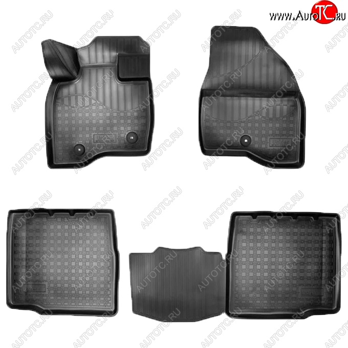 2 769 р. Коврики салонные Noplast (3D, 5 мест).  Ford Explorer  U502 (2017-2019) 2-ой рестайлинг, 5 дв. (Черные)  с доставкой в г. Керчь