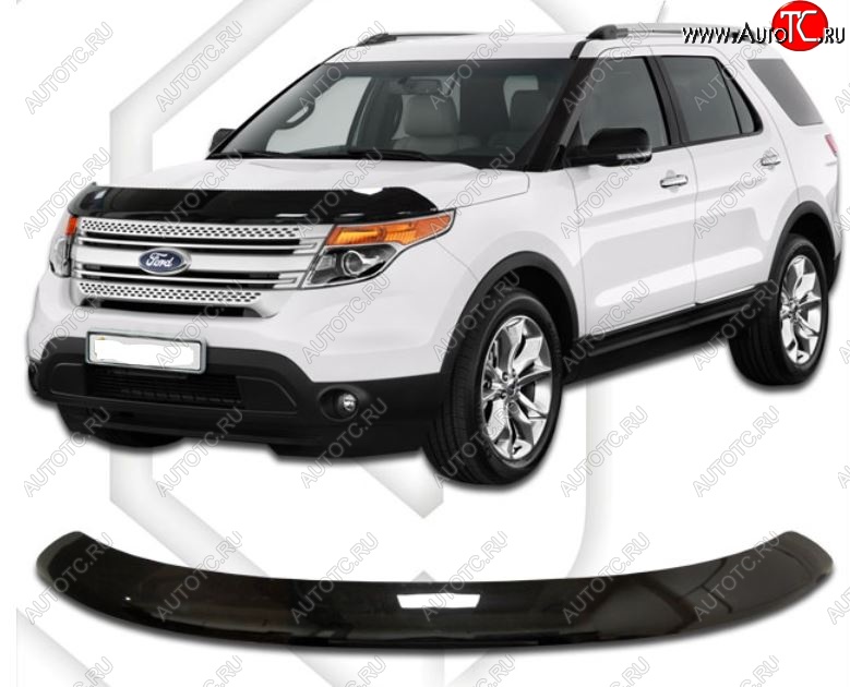 2 199 р. Дефлектор капота CA-Plastic Ford Explorer U502 дорестайлинг (2010-2016) (Classic черный, Без надписи)  с доставкой в г. Керчь
