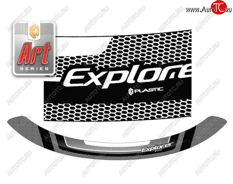 2 299 р. Дефлектор капота CA-Plastiс  Ford Explorer  U502 (2010-2016) дорестайлинг (Серия Art серебро)  с доставкой в г. Керчь