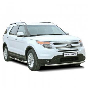 Защита переднего бампера ТехноСфера (Техно Сфера) (нержавейка, d63.5 mm) Ford Explorer  U502 (2010-2016) дорестайлинг