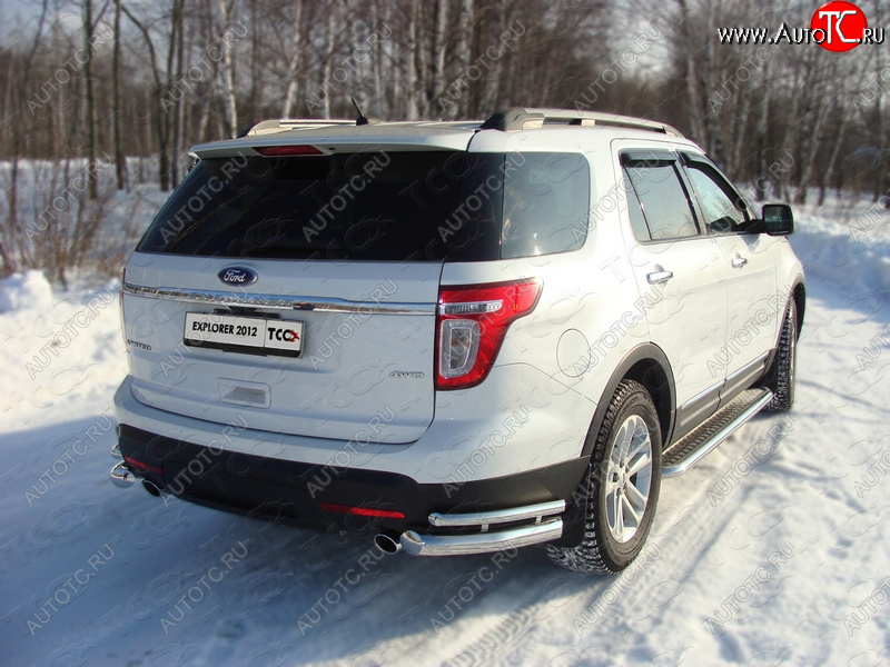 26 499 р. Защита заднего бампера (уголки двойные) ТСС 76,1/42,4 мм Ford Explorer U502 дорестайлинг (2010-2016)  с доставкой в г. Керчь