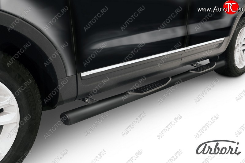 13 679 р. Защита штатных порогов Arbori (черная, d76 mm). Ford Explorer U502 дорестайлинг (2010-2016)  с доставкой в г. Керчь