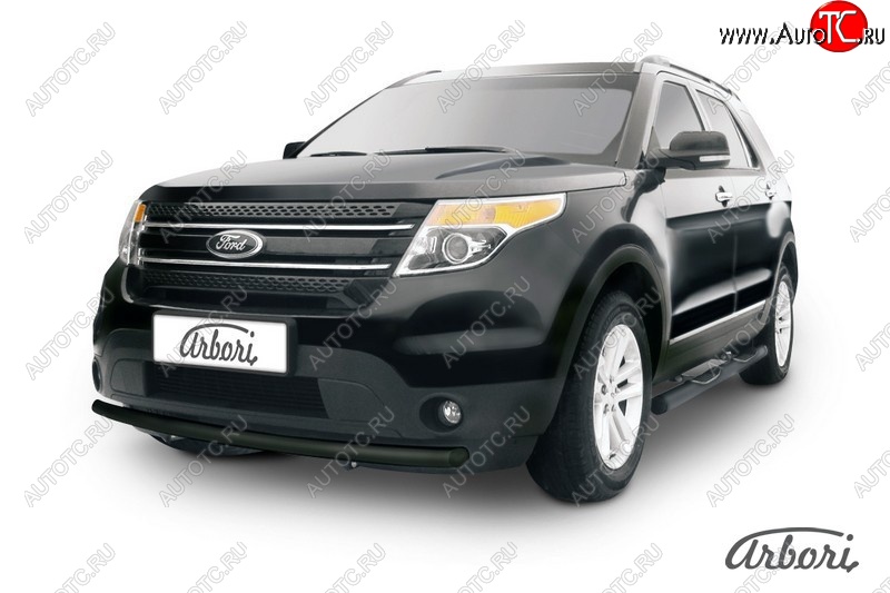 7 019 р. Защита переднего бампера Arbori (черная, 1 труба d57 mm). Ford Explorer U502 дорестайлинг (2010-2016)  с доставкой в г. Керчь