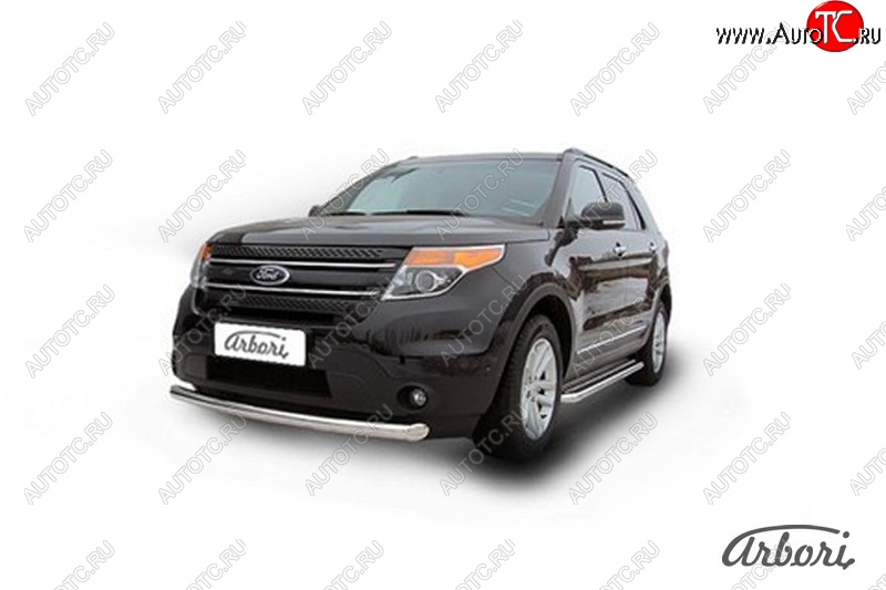 16 379 р. Защита переднего бампера Arbori (нержавейка, 1 труба d76 mm) Ford Explorer U502 дорестайлинг (2010-2016)  с доставкой в г. Керчь