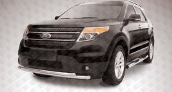 Двойная защита переднего бампера из труб диаметрами по 57 мм Slitkoff Ford Explorer  U502 (2010-2016) дорестайлинг