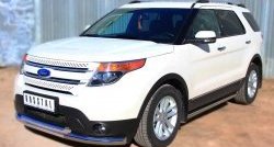 20 349 р. Защита переднего бампера (2 трубыØ76 и 63 мм, нержавейка) SLITKOFF  Ford Explorer  U502 (2010-2016) дорестайлинг  с доставкой в г. Керчь. Увеличить фотографию 3