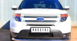 Одинарная защита переднего бампера диаметром 76 мм SLITKOFF Ford Explorer  U502 (2010-2016) дорестайлинг