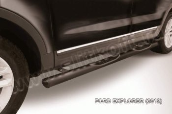 Защита порогов d76 Slitkoff (с поступью) Ford Explorer  U502 (2010-2016) дорестайлинг