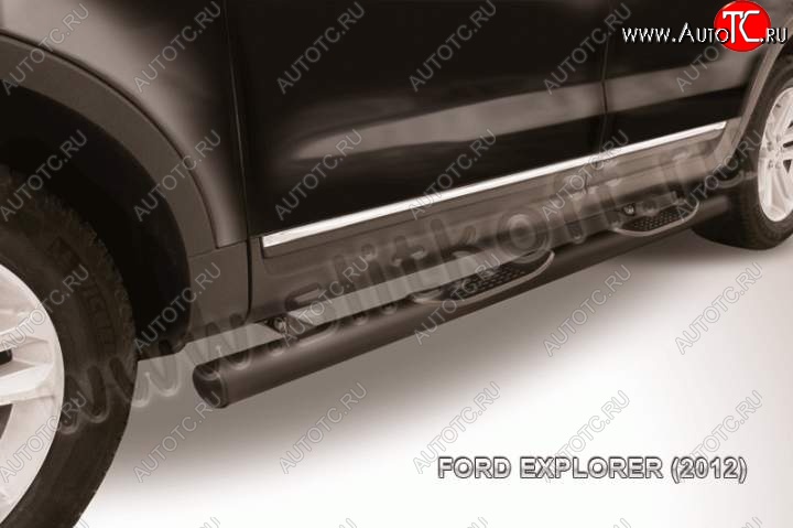16 949 р. Защита порогов d76 Slitkoff (с поступью) Ford Explorer U502 дорестайлинг (2010-2016) (Цвет: серебристый)  с доставкой в г. Керчь