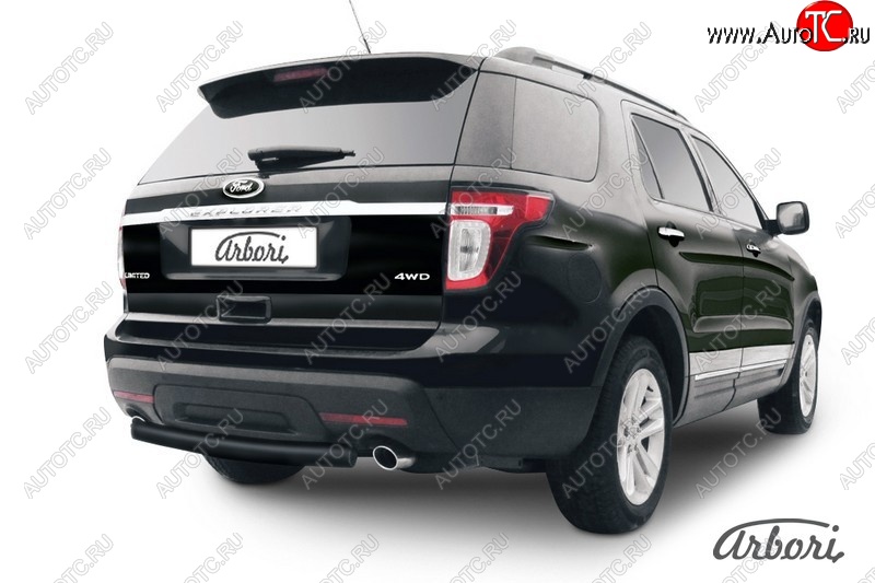 6 569 р. Защита заднего бампера Arbori (черная, 1 труба d76 mm). Ford Explorer U502 дорестайлинг (2010-2016)  с доставкой в г. Керчь