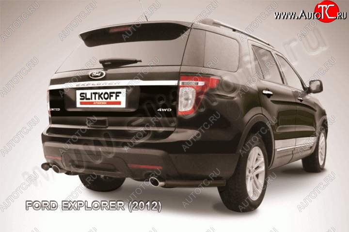 7 749 р. Защита заднего бампера из уголков d57 Slitkoff Ford Explorer U502 дорестайлинг (2010-2016) (Цвет: серебристый)  с доставкой в г. Керчь