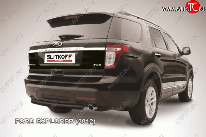 8 849 р. Защита заднего бампера d76 Slitkoff Ford Explorer U502 дорестайлинг (2010-2016) (Цвет: серебристый)  с доставкой в г. Керчь