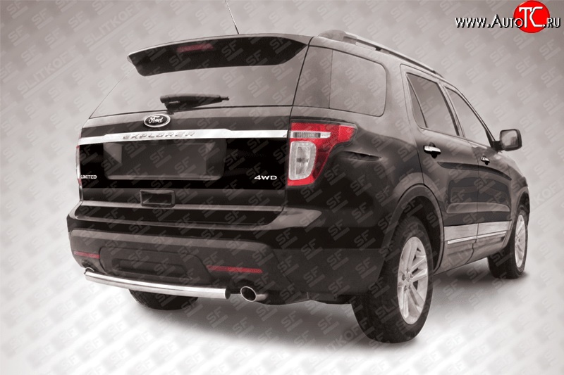 10 649 р. Защита заднего бампера из короткой трубы диаметром 57 мм Slitkoff Ford Explorer U502 дорестайлинг (2010-2016) (Нержавейка, Полированная)  с доставкой в г. Керчь