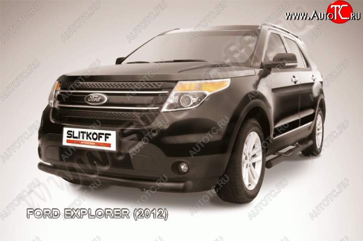 11 699 р. Защита переднего бампера d76 Slitkoff  Ford Explorer  U502 (2010-2016) дорестайлинг (Цвет: серебристый)  с доставкой в г. Керчь