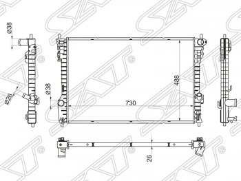 Радиатор двигателя SAT (пластинчатый, МКПП/АКПП) Ford Explorer  U502 (2010-2016) дорестайлинг