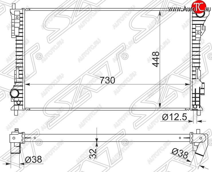 8 799 р. Радиатор двигателя SAT (пластинчатый, МКПП/АКПП) Ford Explorer U502 дорестайлинг (2010-2016)  с доставкой в г. Керчь