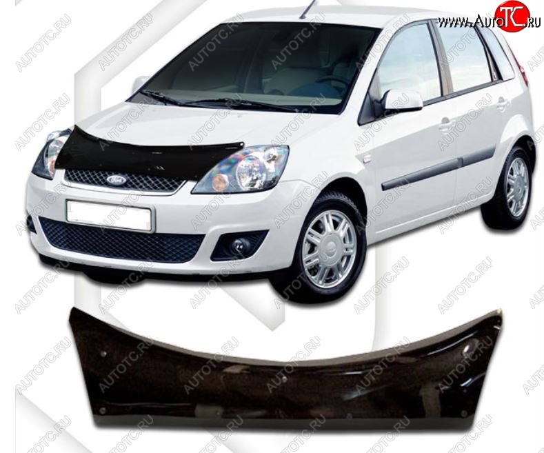 2 199 р. Дефлектор капота CA-Plastiс exclusive Ford Fiesta 5 хэтчбэк 5 дв. рестайлинг (2005-2008) (Classic черный, Без надписи)  с доставкой в г. Керчь