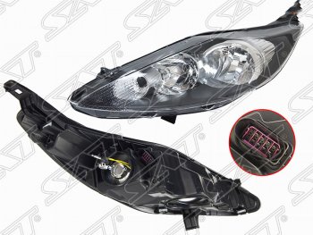 Левая фара (чёрная, с корректором) SAT Ford Fiesta 6 хэтчбэк 5 дв. дорестайлинг (2008-2012)