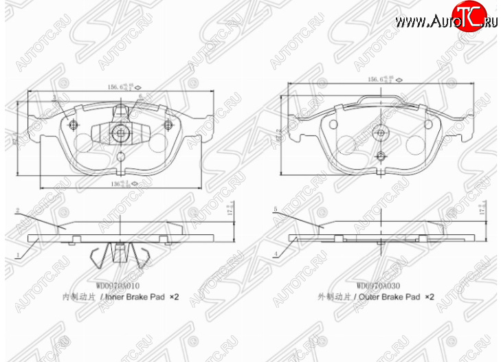 1 359 р. Комплект передних тормозных колодок SAT Ford Focus 1 хэтчбэк 5 дв. дорестайлинг (1998-2002)  с доставкой в г. Керчь