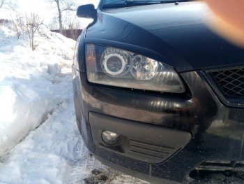 679 р. Реснички на фары Style Ford Focus 2 хэтчбэк 3 дв. дорестайлинг (2004-2007) (Неокрашенные)  с доставкой в г. Керчь. Увеличить фотографию 2