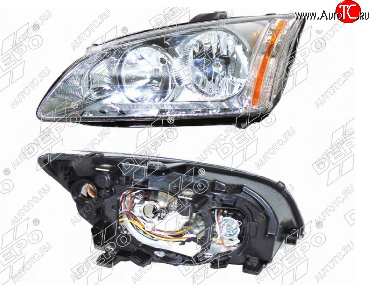 10 299 р. Левая фара (хром) DEPO  Ford Focus  2 (2004-2008)  седан дорестайлинг, универсал дорестайлинг, хэтчбэк 3 дв. дорестайлинг, хэтчбэк 5 дв. дорестайлинг  с доставкой в г. Керчь