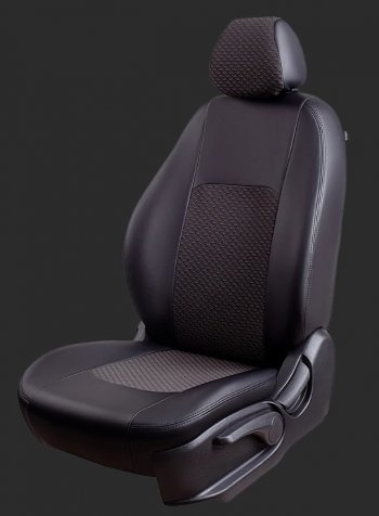 Чехлы для сидений Lord Autofashion Турин (экокожа/жаккард, спинка и сиденье 60/40 без подлокотника, 2 Г-образных подголовника) Ford Focus  2 (2004-2011)  седан дорестайлинг, универсал дорестайлинг, хэтчбэк 3 дв. дорестайлинг, хэтчбэк 5 дв. дорестайлинг, седан рестайлинг, универсал рестайлинг, хэтчбэк 3 дв. рестайлинг, хэтчбэк 5 дв. рестайлинг (Черный, вставка жаккард Чёрный Мокка)