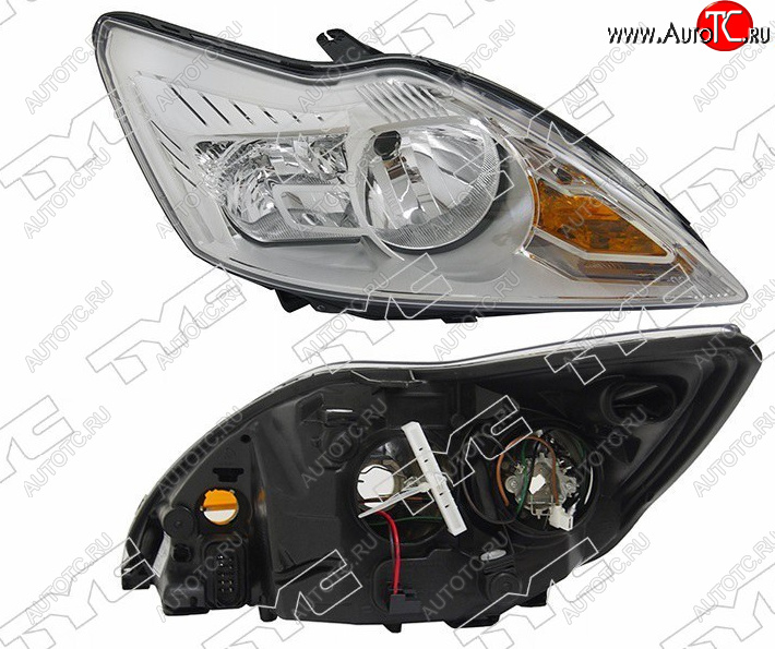 9 399 р. Правая фара TYC (с электрокорректором, хром) Ford Focus 2 хэтчбэк 3 дв. рестайлинг (2007-2011)  с доставкой в г. Керчь