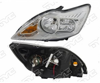 Левая фара (хром, с электрокорректором) TYC Ford Focus 2 хэтчбэк 5 дв. рестайлинг (2007-2011)